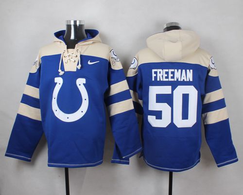 Nike Colts #50 Jerrell Freeman Royal Blue Player Pullover NFL hoodie