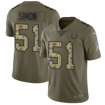 Nike Colts #51 John Simon Olive Camo Youth Stitched NFL Limited 2017 Salute to Service Jersey
