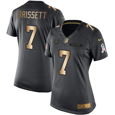 Nike Colts #7 Jacoby Brissett Black Women's Stitched NFL Limited Gold Salute to Service Jersey