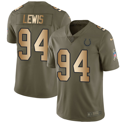 Nike Colts #94 Tyquan Lewis Olive Gold Men's Stitched NFL Limited 2017 Salute to Service Jersey