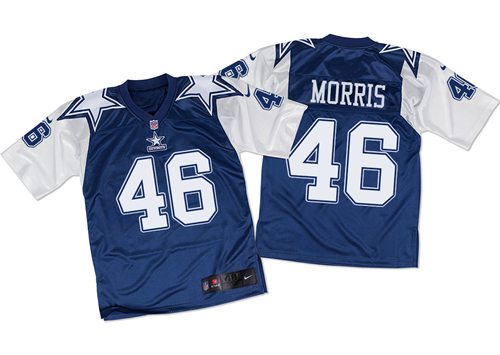 Nike Cowboys #46 Alfred Morris Navy Blue White Men's Stitched NFL Throwback Elite Jersey