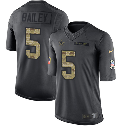 Nike Cowboys #5 Dan Bailey Black Men's Stitched NFL Limited 2016 Salute To Service Jersey