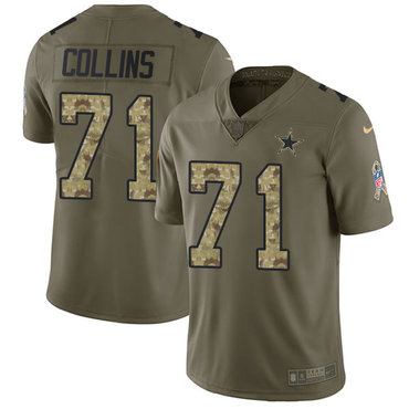 Nike Cowboys #71 La'el Collins Olive Camo Youth Stitched NFL Limited 2017 Salute to Service Jersey