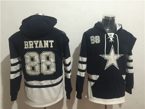 Nike Cowboys #88 Dez Bryant Navy Blue White Name & Number Pullover NFL Hoodie 