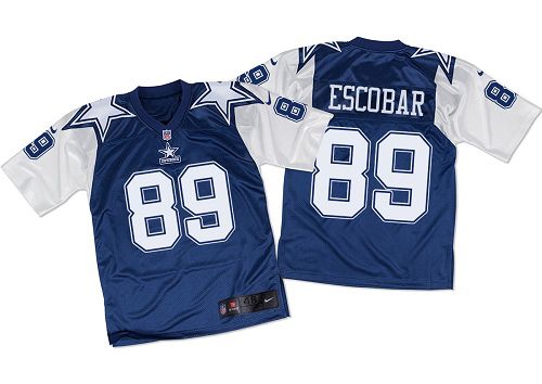 Nike Cowboys #89 Gavin Escobar Navy Blue White Throwback Men's Stitched NFL Elite Jersey