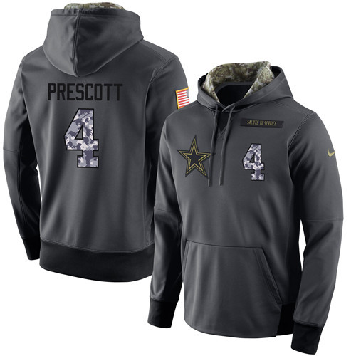 Nike Cowboys 4 Dak Prescott Anthracite Salute to Service Pullover Hoodie