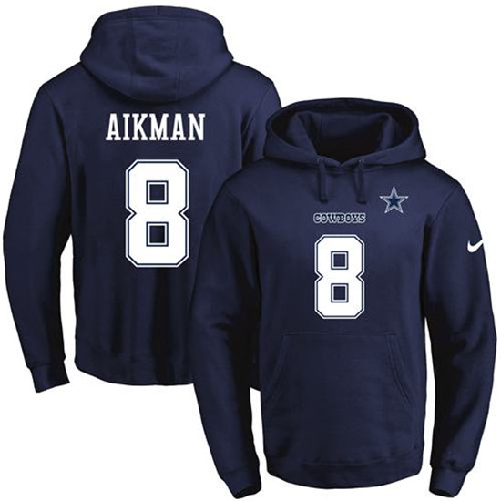 Nike Cowboys 8 Jason Aikman Navy Men's Pullover Hoodie