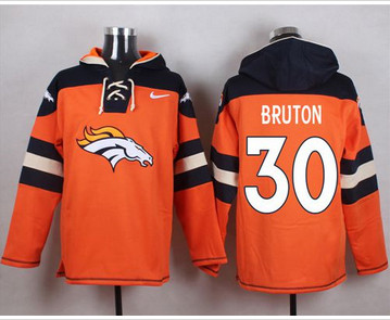 Nike Denver Broncos #30 David Bruton Orange Player Pullover NFL Hoodie