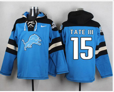 Nike Detroit Lions #15 Golden Tate III Blue Player Pullover NFL Hoodie