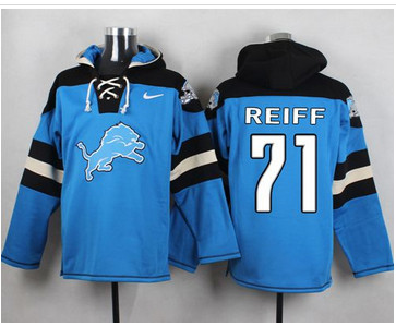 Nike Detroit Lions #71 Riley Reiff Blue Player Pullover NFL Hoodie