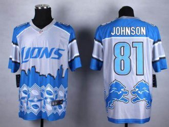 Nike Detroit Lions #81 Calvin Johnson Blue NFL Elite Noble Fashion Jersey
