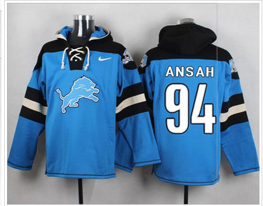 Nike Detroit Lions #94 Ziggy Ansah Blue Player Pullover NFL Hoodie