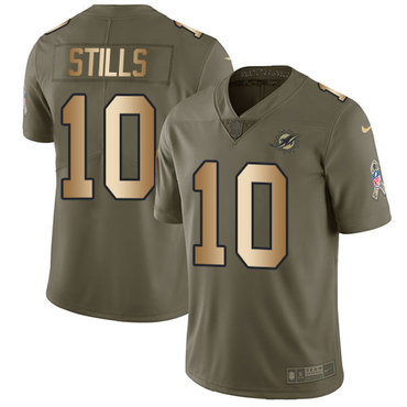 Nike Dolphins #10 Kenny Stills Olive Gold Men's Stitched NFL Limited 2017 Salute To Service Jersey