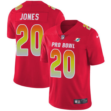 Nike Dolphins #20 Reshad Jones Red Men's Stitched NFL Limited AFC 2018 Pro Bowl Jersey