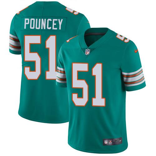 Nike Dolphins #51 Mike Pouncey Aqua Green Alternate Youth Stitched NFL Vapor Untouchable Limited Jersey