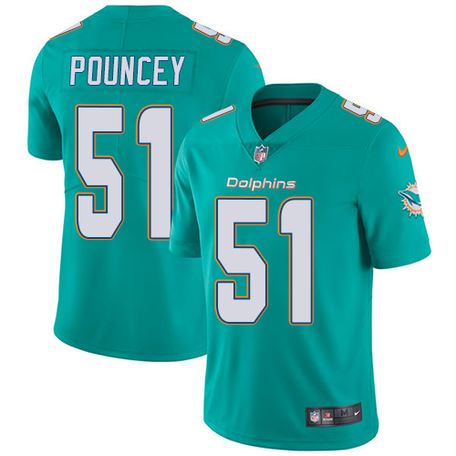 Nike Dolphins #51 Mike Pouncey Aqua Green Team Color Men's Stitched NFL Vapor Untouchable Limited Jersey