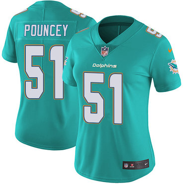 Nike Dolphins #51 Mike Pouncey Aqua Green Team Color Women's Stitched NFL Vapor Untouchable Limited Jersey