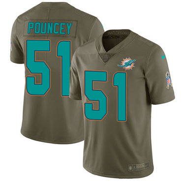 Nike Dolphins #51 Mike Pouncey Olive Men's Stitched NFL Limited 2017 Salute to Service Jersey