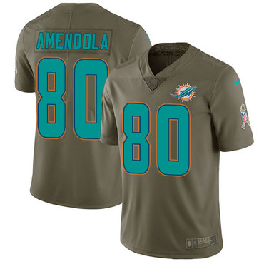 Nike Dolphins #80 Danny Amendola Olive Men's Stitched NFL Limited 2017 Salute To Service Jersey