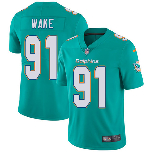 Nike Dolphins #91 Cameron Wake Aqua Green Team Color Men's Stitched NFL Vapor Untouchable Limited Jersey