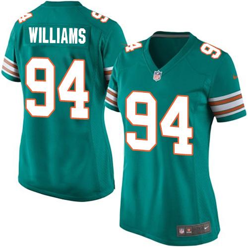 Nike Dolphins #94 Mario Williams Aqua Green Alternate Women's Stitched NFL Elite Jersey