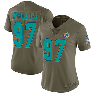 Nike Dolphins #97 Jordan Phillips Olive Women's Stitched NFL Limited 2017 Salute to Service Jersey