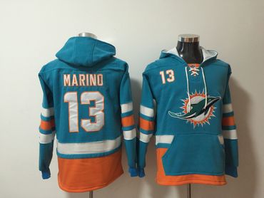 Nike Dolphins 13 Dan Marino Green All Stitched Hooded Sweatshirt