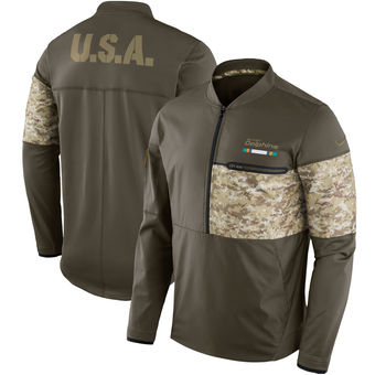 Nike Dolphins Olive Salute to Service Sideline Hybrid Half-Zip Pullover Jacket