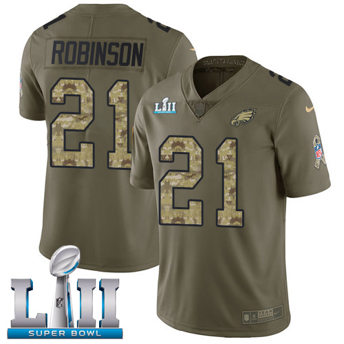 Nike Eagles #21 Patrick Robinson Olive Camo Super Bowl LII Youth Stitched NFL Limited 2017 Salute to Service Jersey