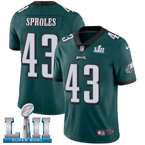 Nike Eagles #43 Darren Sproles Midnight Green Team Color Super Bowl LII Men's Stitched NFL Vapor Untouchable Limited Jersey