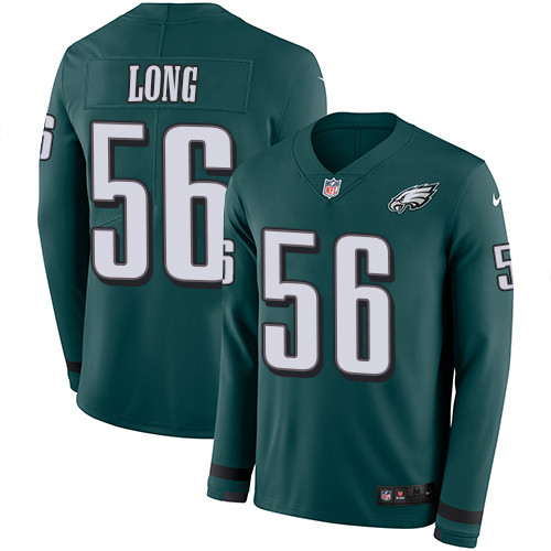 Nike Eagles #56 Chris Long Midnight Green Team Color Men's Stitched NFL Limited Therma Long Sleeve Jersey