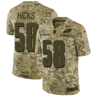 Nike Eagles #58 Jordan Hicks Camo Youth Stitched NFL Limited 2018 Salute to Service Jersey