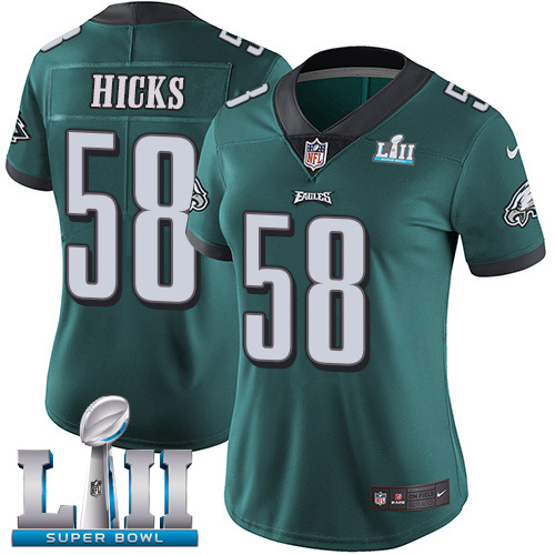Nike Eagles #58 Jordan Hicks Midnight Green Team Color Super Bowl LII Women's Stitched NFL Vapor Untouchable Limited Jersey