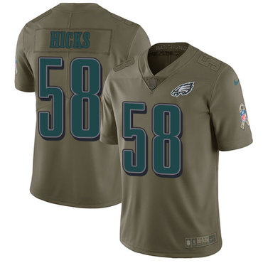 Nike Eagles #58 Jordan Hicks Olive Youth Stitched NFL Limited 2017 Salute to Service Jersey
