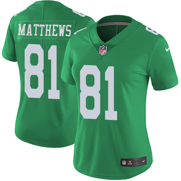 Nike Eagles #81 Jordan Matthews Green Women's Stitched NFL Limited Rush Jersey