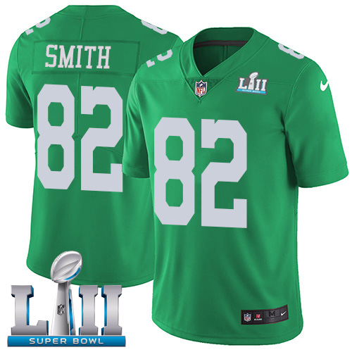 Nike Eagles #82 Torrey Smith Green Super Bowl LII Youth Stitched NFL Limited Rush Jersey