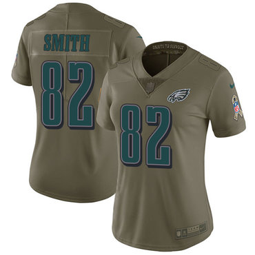 Nike Eagles #82 Torrey Smith Olive Women's Stitched NFL Limited 2017 Salute to Service Jersey$
