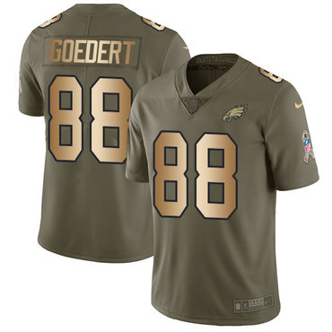 Nike Eagles #88 Dallas Goedert Olive Gold Men's Stitched NFL Limited 2017 Salute To Service Jersey