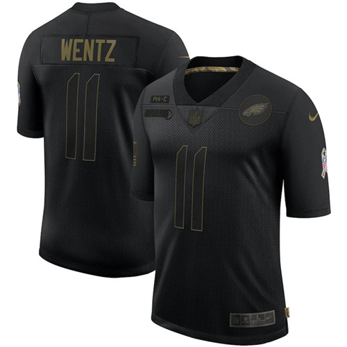Nike Eagles 11 Carson Wentz Black 2020 Salute To Service Limited Jersey
