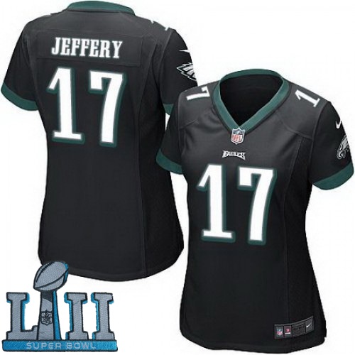 Nike Eagles 17 Alshon Jeffery Black Women 2018 Super Bowl LII Game Jersey