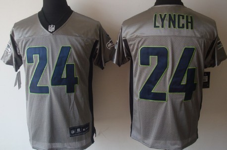 Nike Elite Jersey Seattle Seahawks #24 Marshawn Lynch Gray