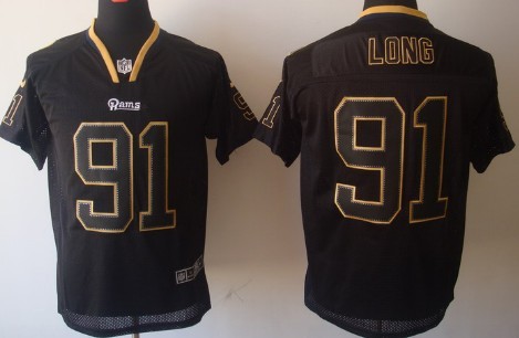 Nike Elite Jersey St. Louis Rams #91 Chris Long Lights Out Black