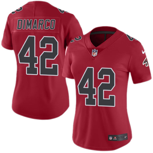 Nike Falcons #42 Patrick DiMarco Red Women's Stitched NFL Limited Rush Jersey