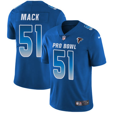 Nike Falcons #51 Alex Mack Royal Women's Stitched NFL Limited NFC 2018 Pro Bowl Jersey