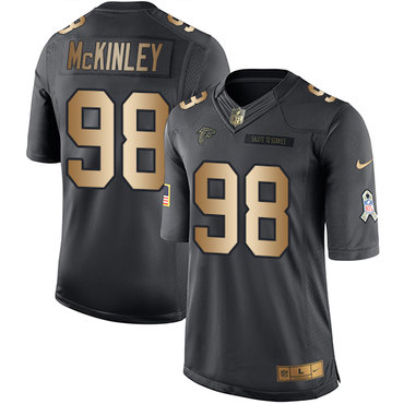 Nike Falcons #98 Takkarist McKinley Black Men's Stitched NFL Limited Gold Salute To Service Jersey