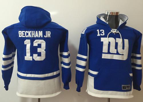 Nike Giants #13 Odell Beckham Jr Royal Blue White Youth Name & Number Pullover NFL Hoodie