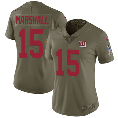 Nike Giants #15 Brandon Marshall Olive Women's Stitched NFL Limited 2017 Salute to Service Jersey