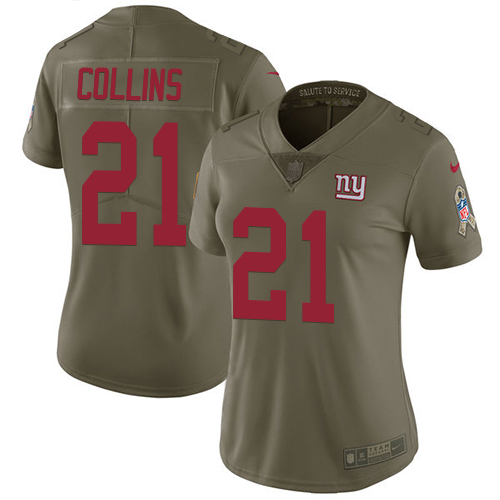Nike Giants #21 Landon Collins Olive Women's Stitched NFL Limited 2017 Salute to Service Jersey