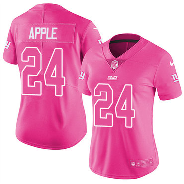Nike Giants #24 Eli Apple Pink Women's Stitched NFL Limited Rush Fashion Jersey