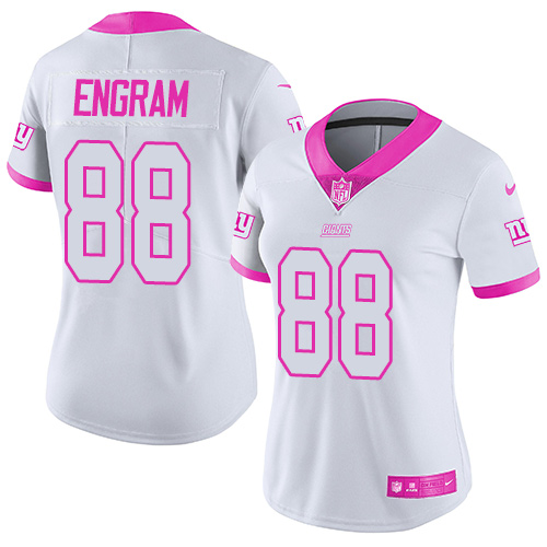 Nike Giants #88 Evan Engram White Pink Women's Stitched NFL Limited Rush Fashion Jersey